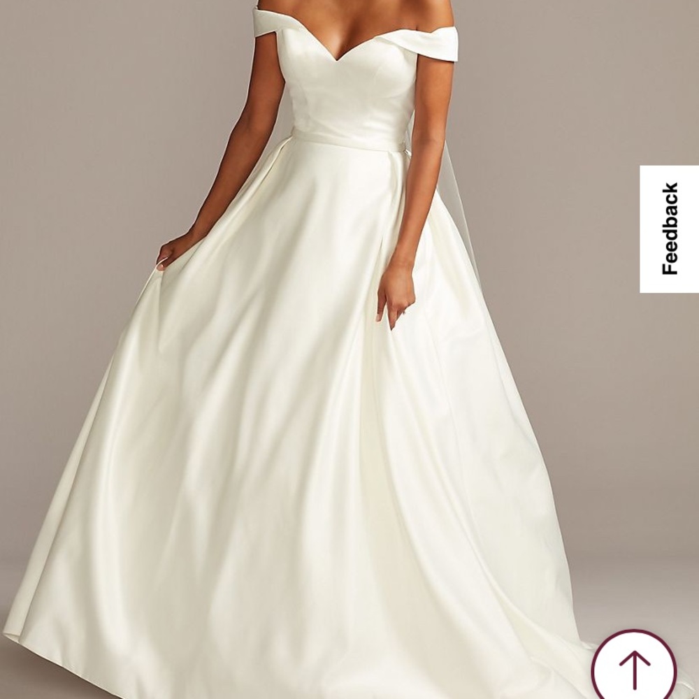 COPY - David’s Bridal Off Shoulder Satin Wedding Dress